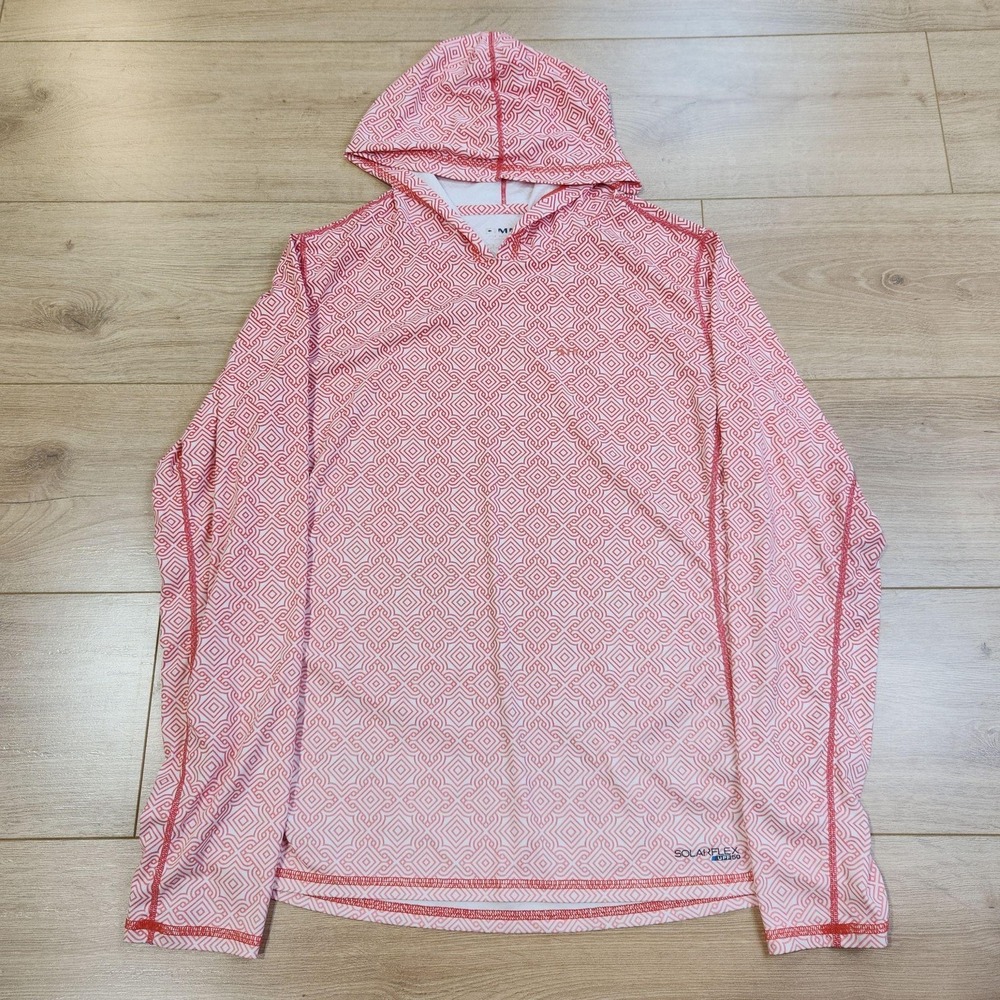 Simms SolarFlex Shirt Womens Large Pink Hooded Long Sleeve Fishing UPF Sun Top